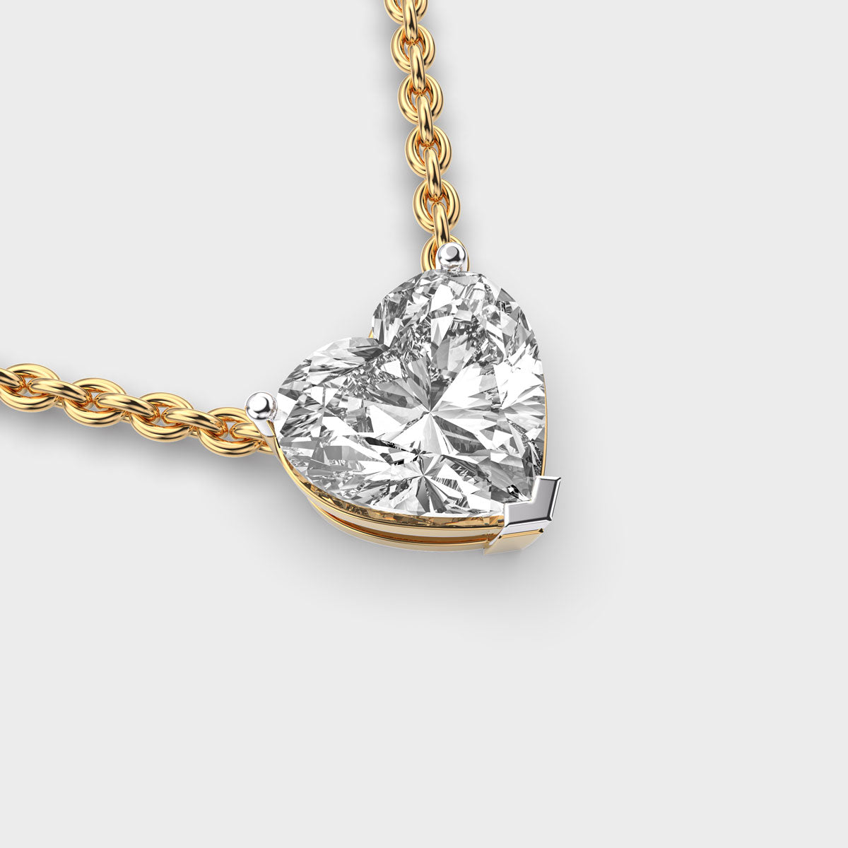 3 Carat Classic Heart Solitaire Pendant with chain