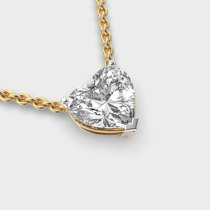 3 Carat Classic Heart Solitaire Pendant with chain