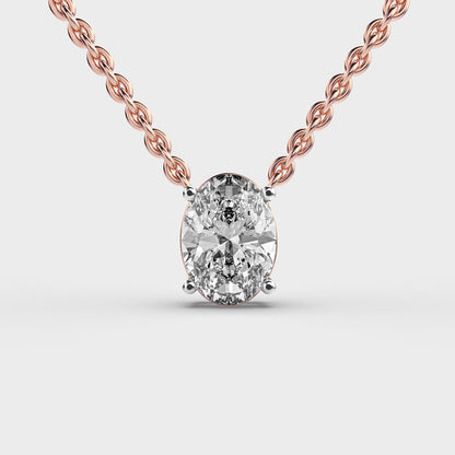 Oval Solitaire Pendant 2 Carat with chain