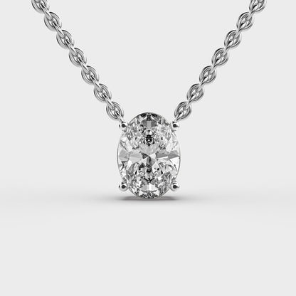 Oval Solitaire Pendant 2 Carat with chain