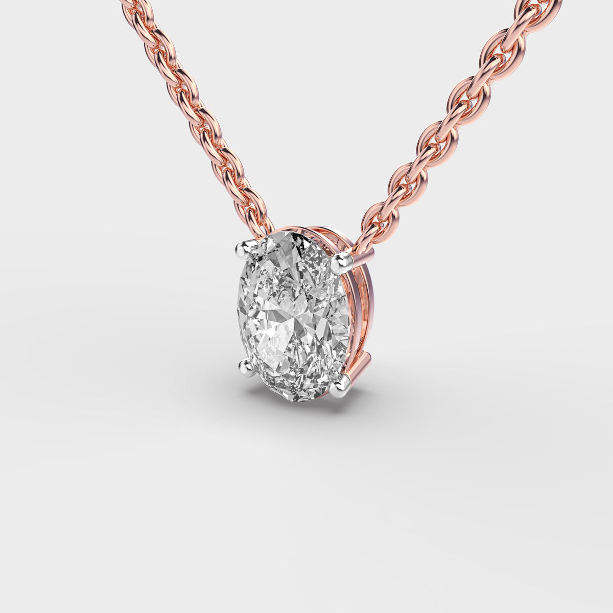 Oval Solitaire Pendant 2 Carat with chain