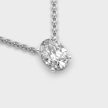 Oval Solitaire Pendant 2 Carat with chain