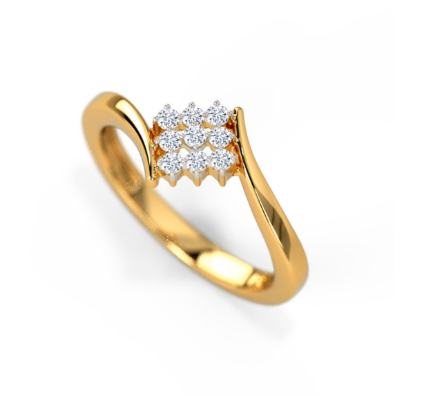 Gold ring with diamond accents on a white background, lab grown diamond in hyderabad