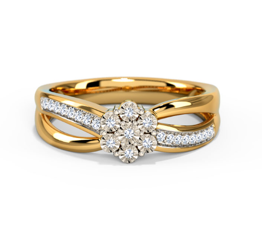 18K Gold Cluster Miracle Plate Diamond Ring