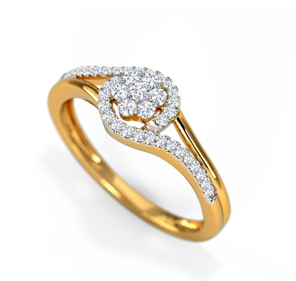 18K Gold Elen Cluster Diamond Ring