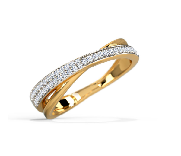 Gold ring with diamond accents on a white background, lab grown diamond in hyderabad