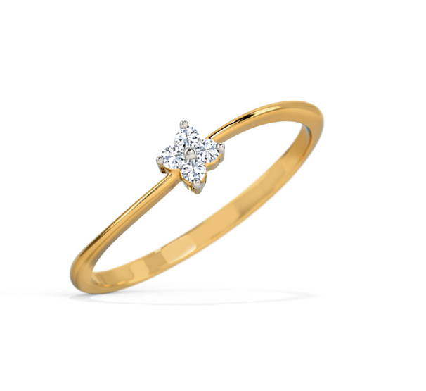 Gold ring with a small diamond on a white background, lab grown diamond in hyderabad