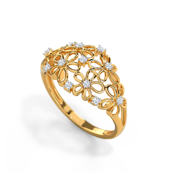 18K Gold Millie Floral Diamond Band
