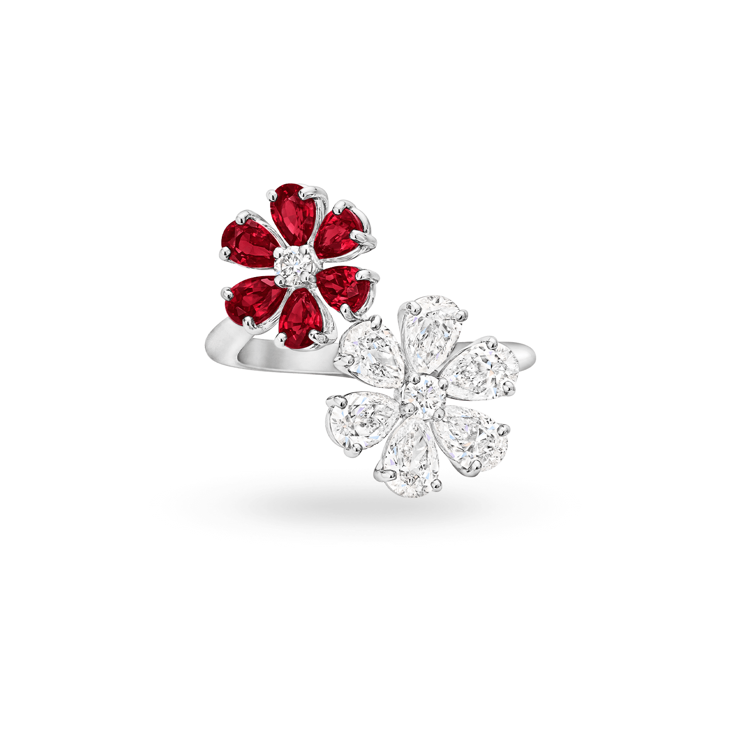 FORGET-ME-NOT RUBY AND DIAMOND TWIN RING