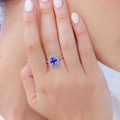 Tanzanite Halo Majesty Ring