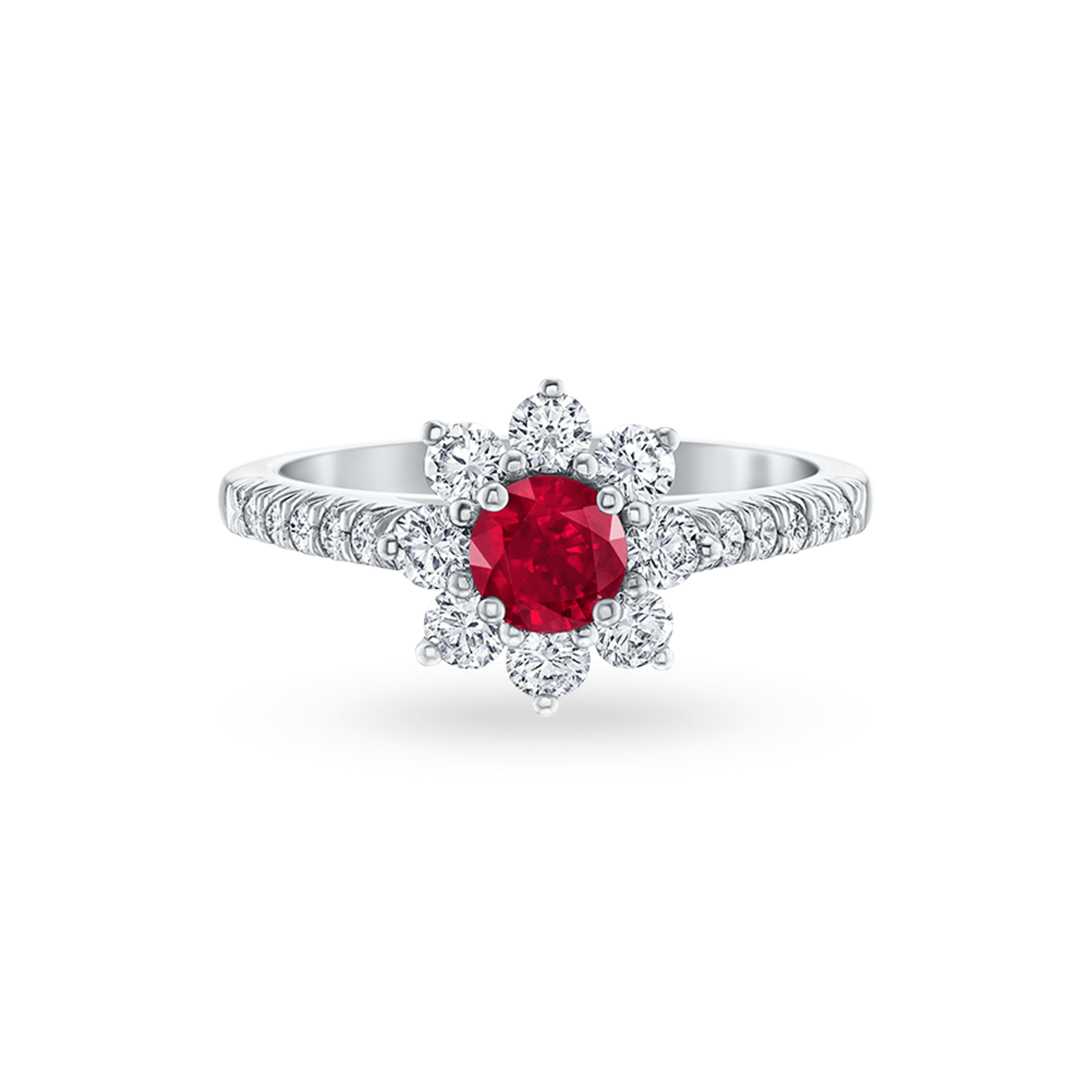SUNFLOWER PETITE RUBY AND DIAMOND RING