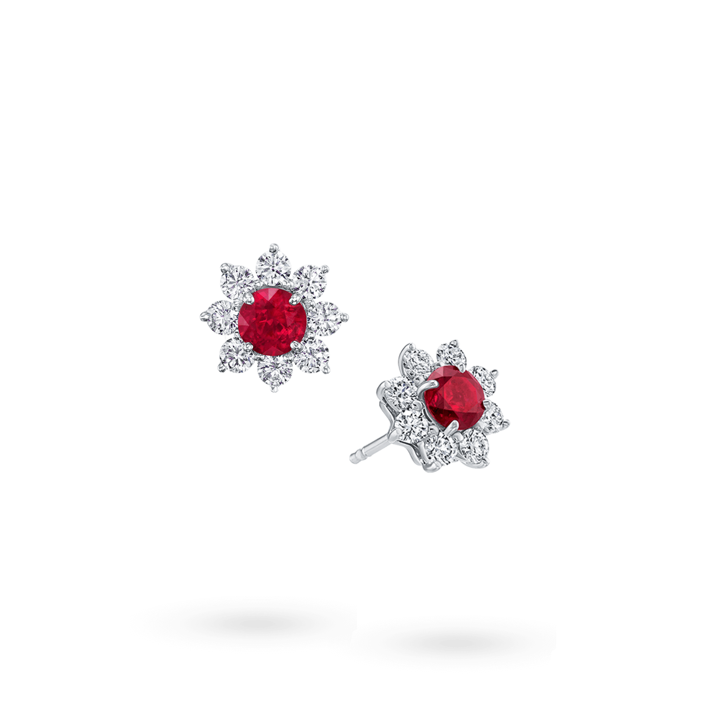 SUNFLOWER PETITE RUBY AND DIAMOND EARRINGS