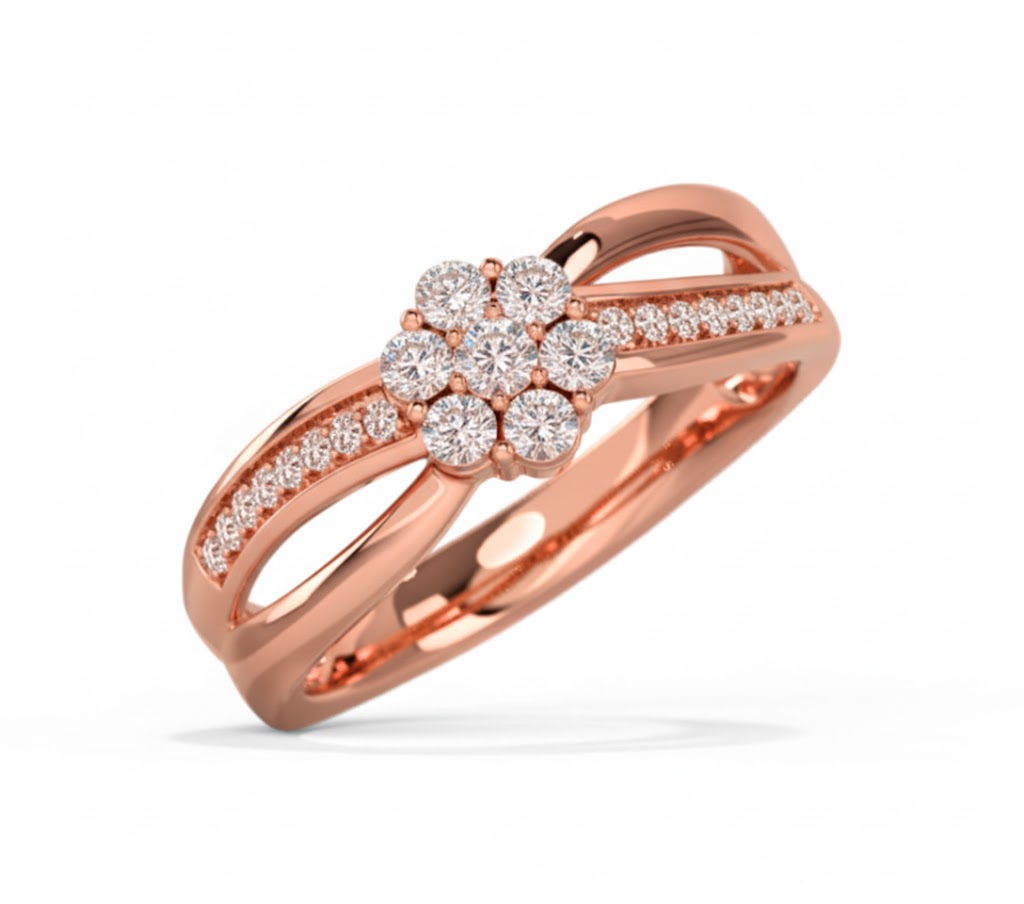 18K Gold Cluster Miracle Plate Diamond Ring