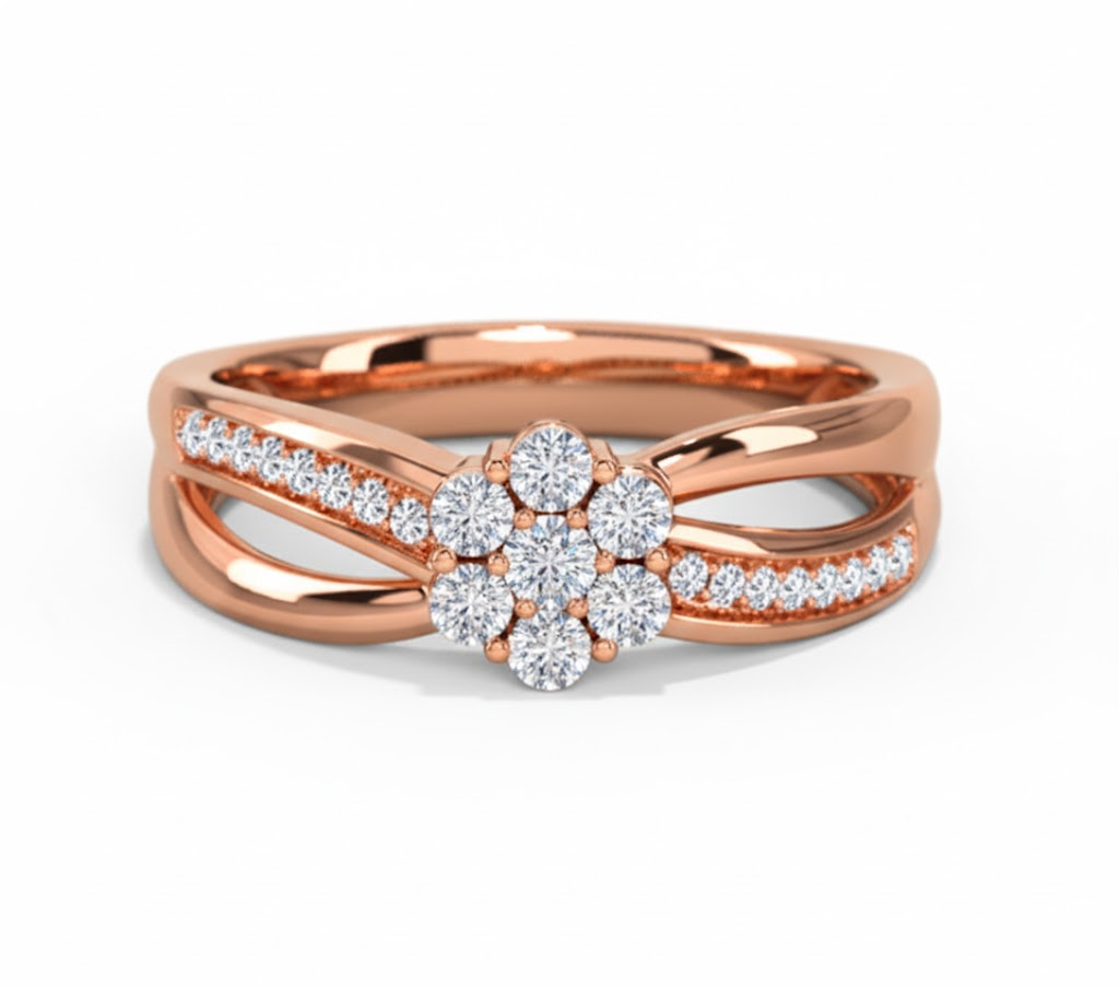 18K Gold Cluster Miracle Plate Diamond Ring