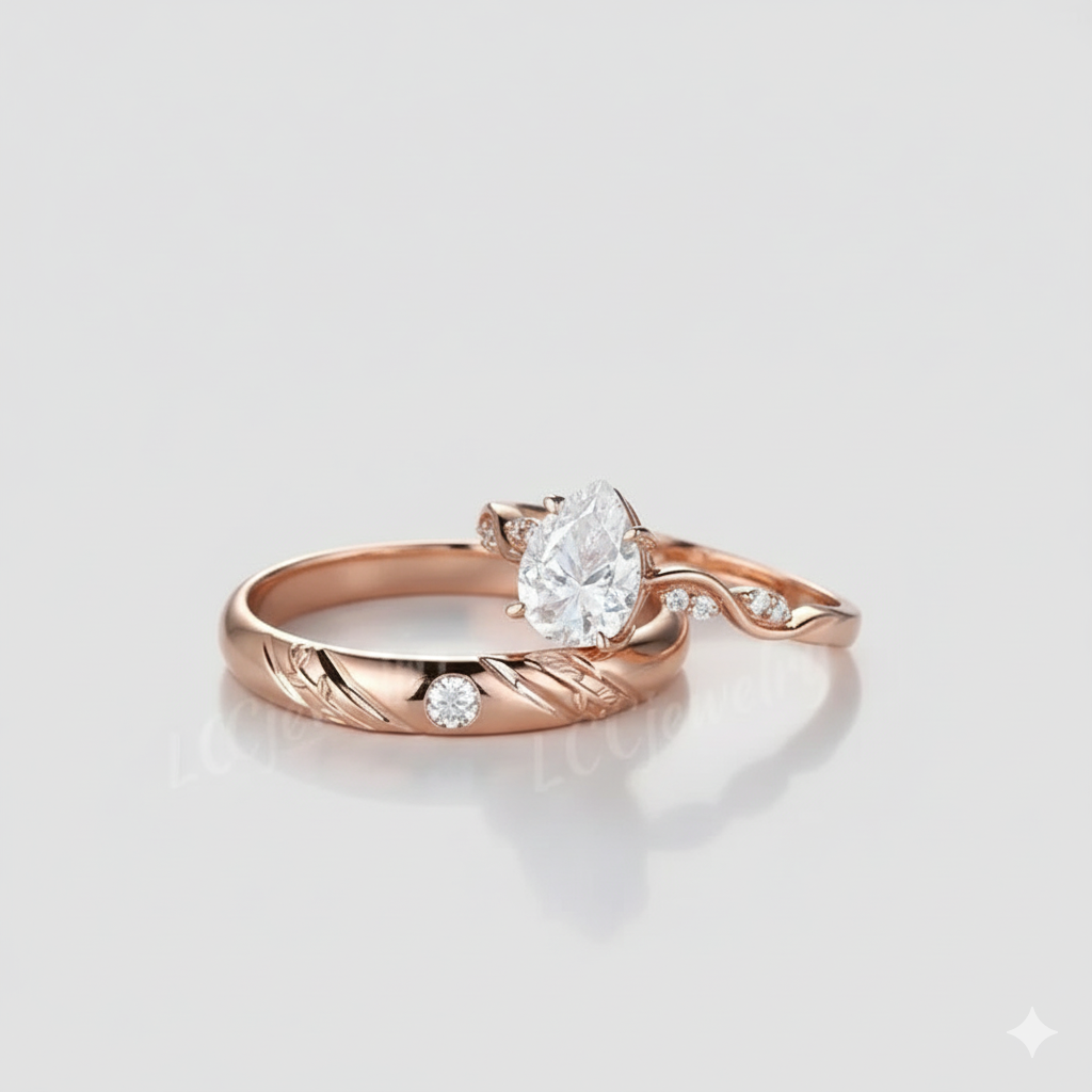 Vintage 2PC Couple Rings Set For Men and Women