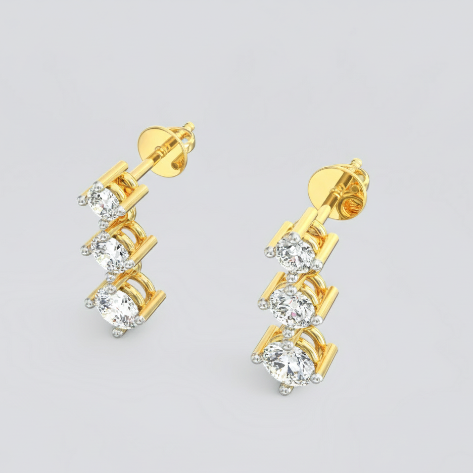 Heavenly Cascade: Exquisite Diamond Drop Earrings
