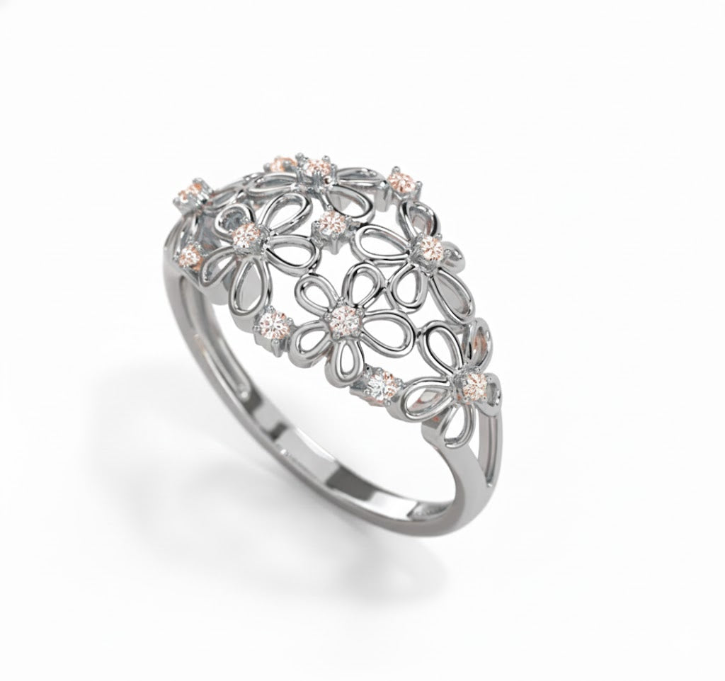 18K Gold Millie Floral Diamond Band