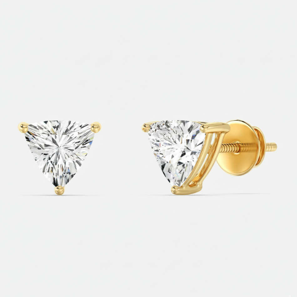 Dazzling Trillion-Cut Lab Grown Diamond Stud Earrings 0.5 CT