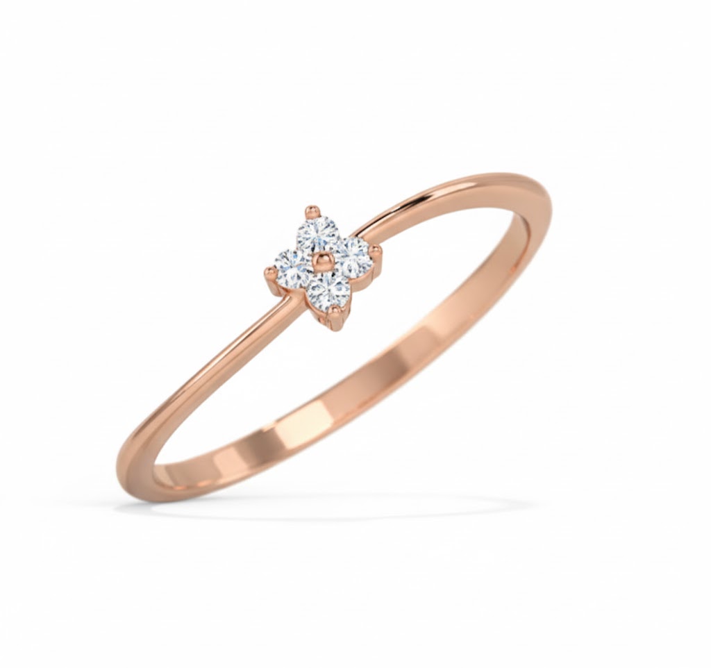 Rose gold ring with a diamond on a white background, lab grown diamond in hyderabad