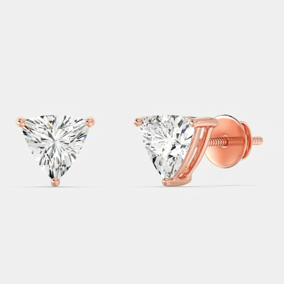 Dazzling Trillion-Cut Lab Grown Diamond Stud Earrings 0.5 CT
