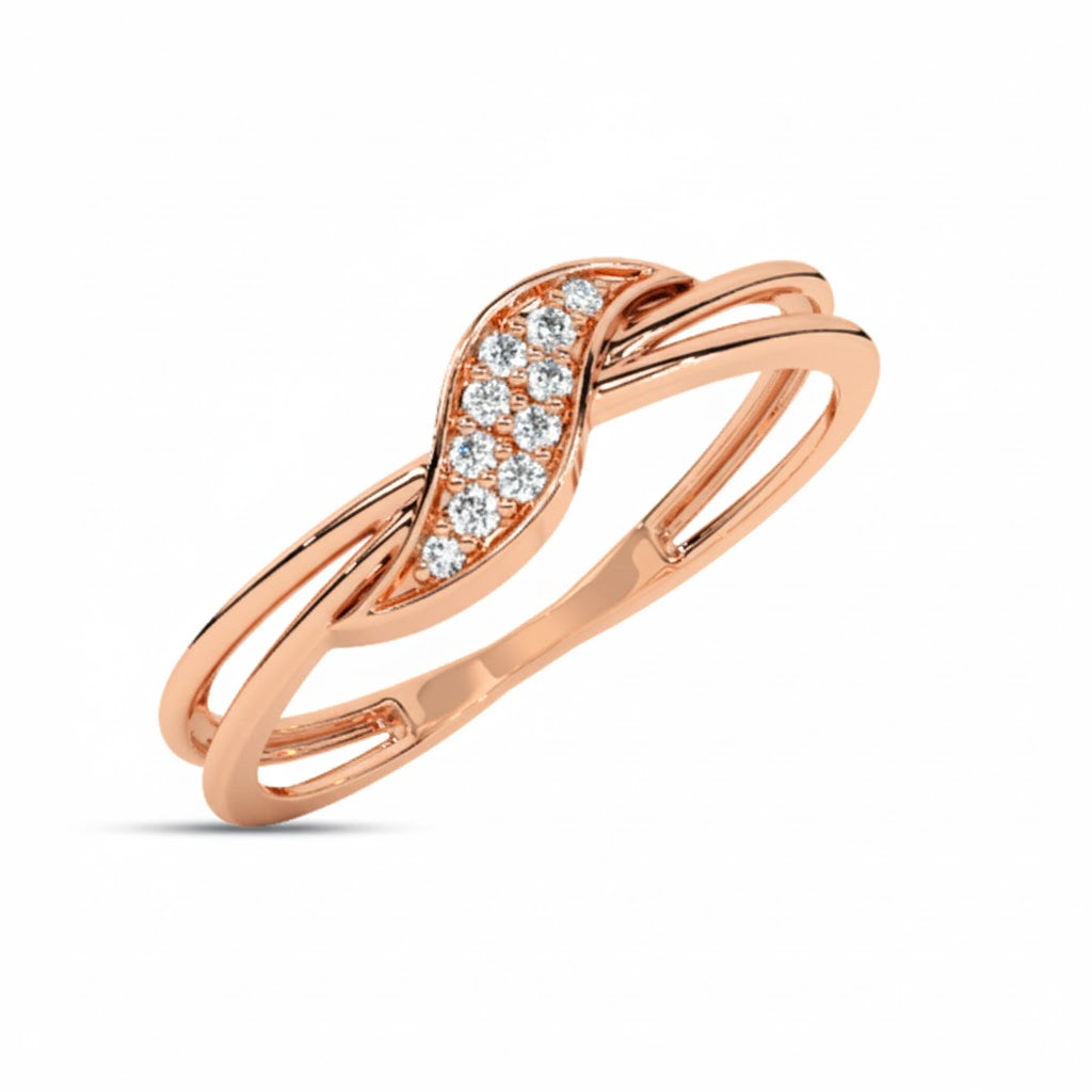 Rose gold ring with diamond accents on a white background, lab grown diamond in hyderabad