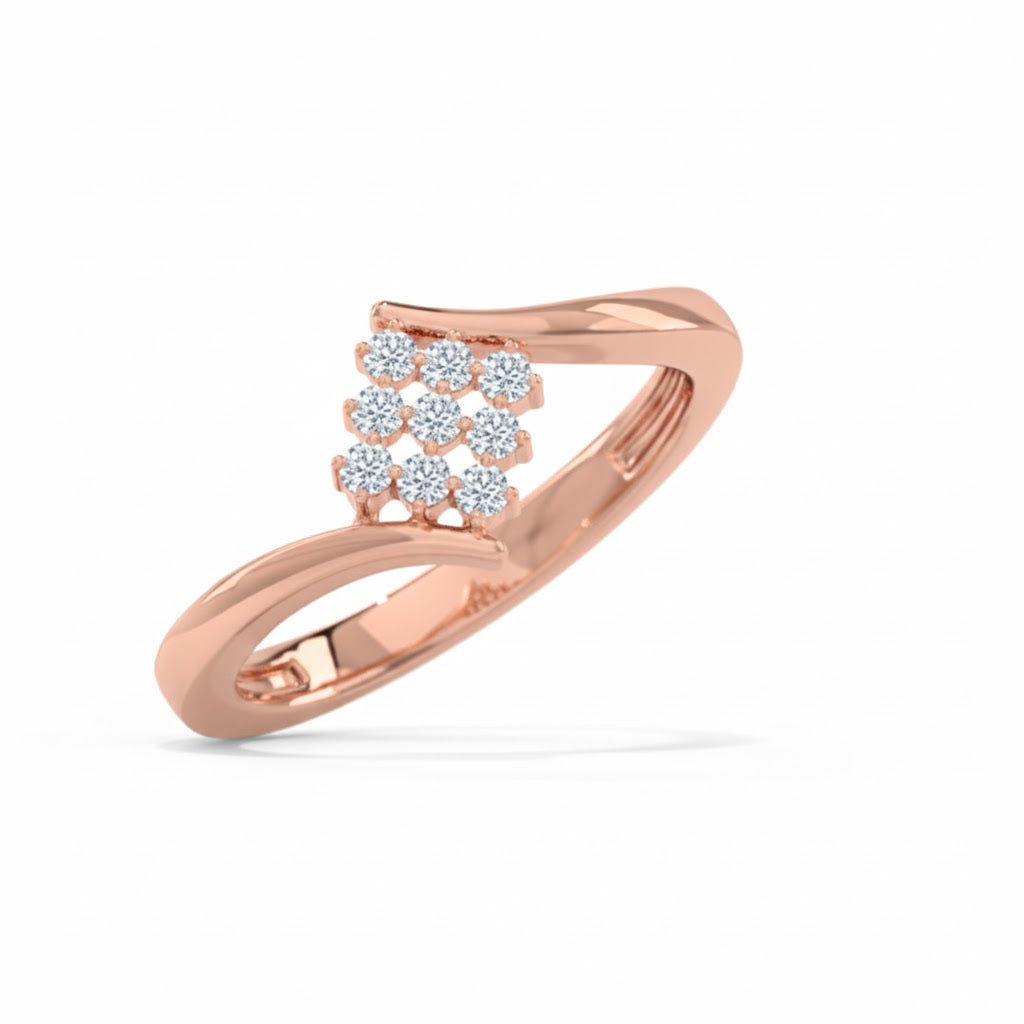 Rose gold ring with diamond accents on a white background, lab grown diamond in hyderabad