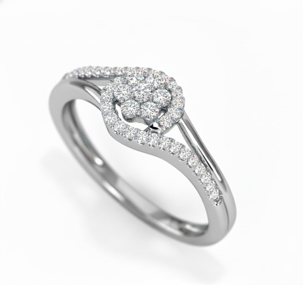 18K Gold Elen Cluster Diamond Ring