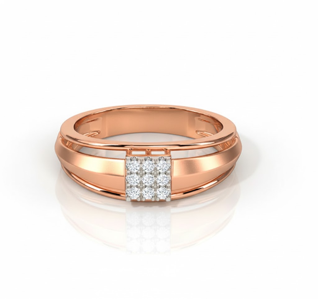 Rose gold ring with a diamond on a white background, lab grown diamond in hyderabad