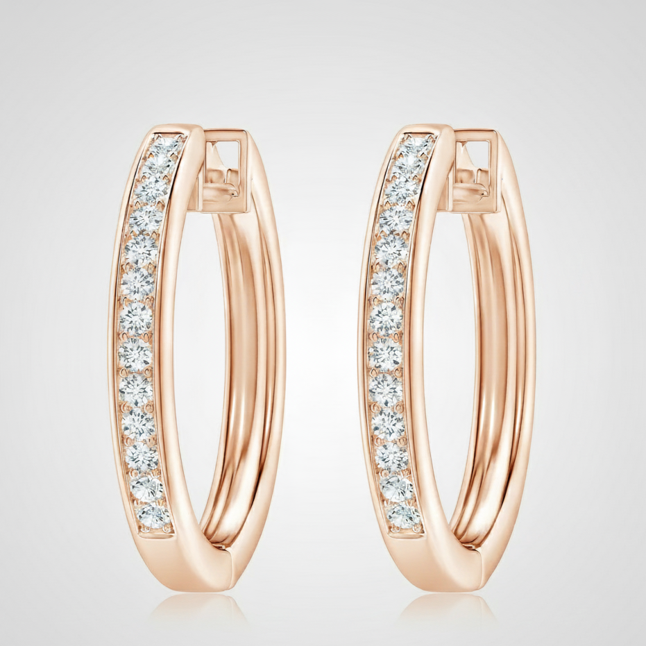 Pave-Set Diamond Hinged Hoop Earrings