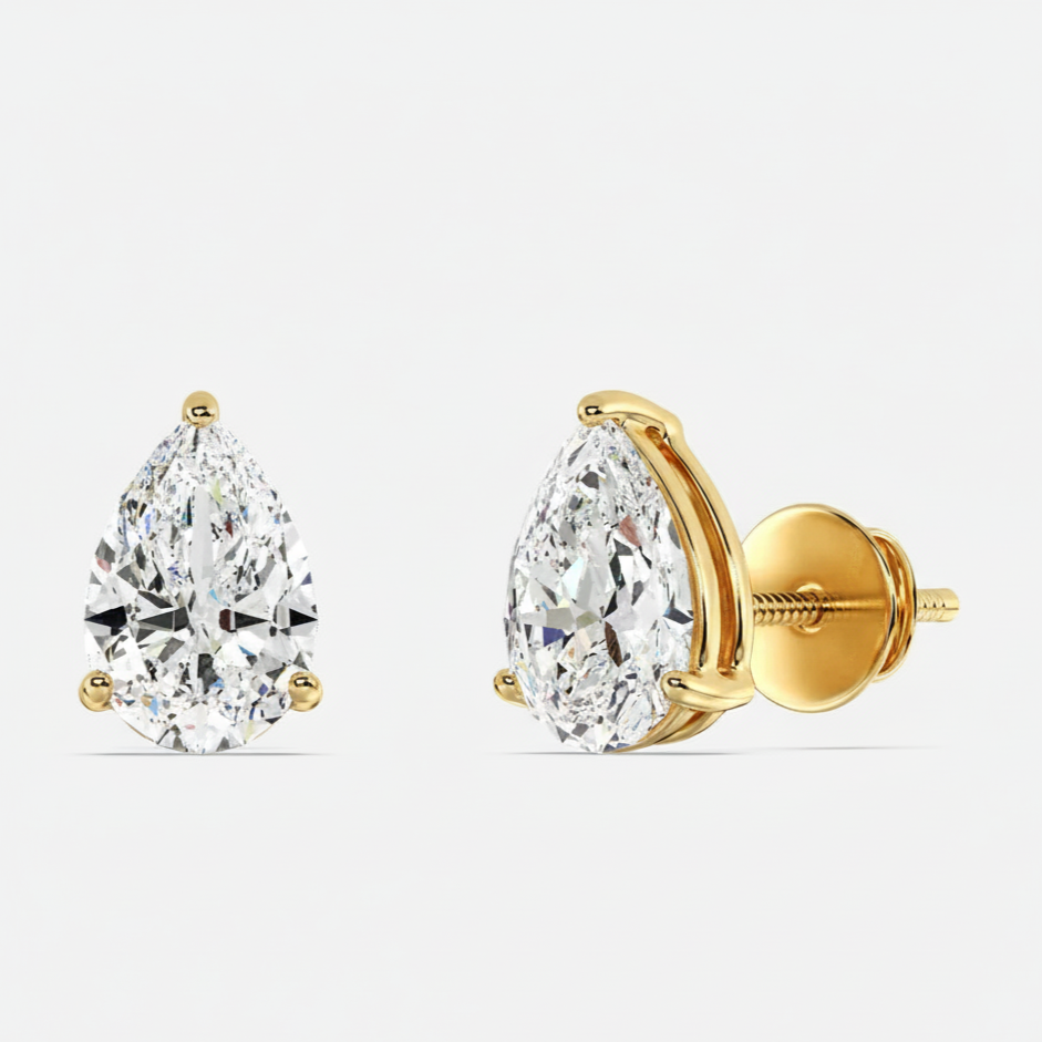 Pear Shaped Lab Grown Diamond Stud Earrings 0.5 CT Each