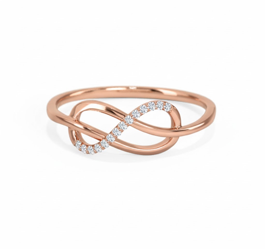 14K Gold Alley Twine Infinity Diamond Ring
