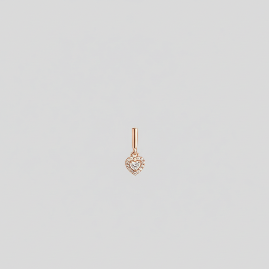 Heart-Shaped Diamond Halo Drop Earrings