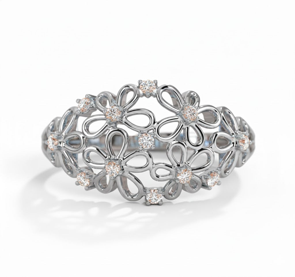 18K Gold Millie Floral Diamond Band