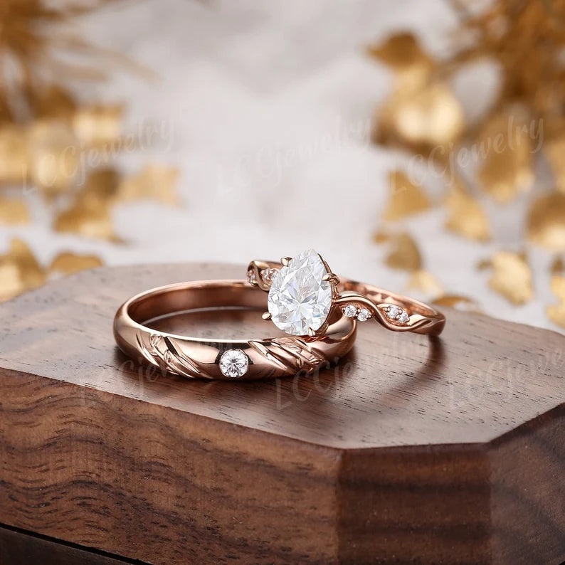 Vintage 2PC Couple Rings Set For Men and Women